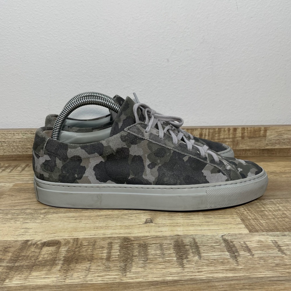 Common Projects Achilles Low Camo Suede Sneakers Mens US 7 - EU 40 Green Grey